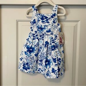 NWT You gland Girls 3T Cotton Sundress White with Blue Flowers & Butterflies New